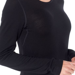 T-shirt Femme 260 Tech Ls Crewe Noir - Tee Shirt Ml | Icebreaker
