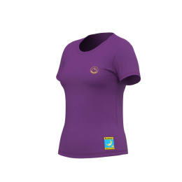 T-Shirt Femme Climbing On The Moon Viola Giallo - Tee Shirt Mc