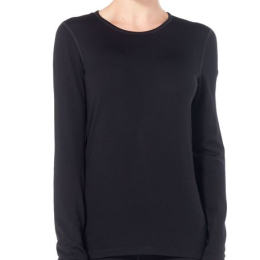 T-shirt Femme 260 Tech Ls Crewe Noir - Tee Shirt Ml | Icebreaker
