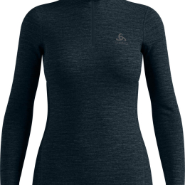 T-Shirt Femme Merino 200 1/2 Zip Dark Sapphire - Tee Shirt Ml | Odlo