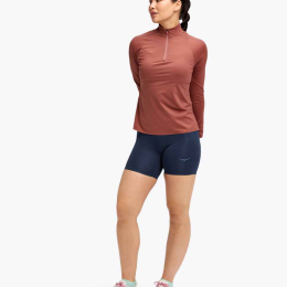 T-shirt Zippé Femme Glidetech Rouge - Polaire | Hoka