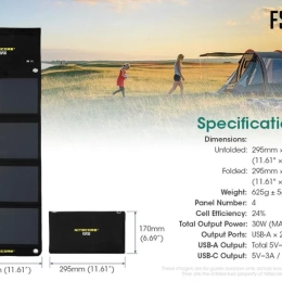 Panneau Solaire Pliant 30W - Ipx5