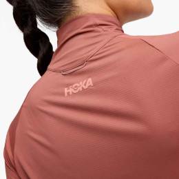 T-shirt Zippé Femme Glidetech Rouge - Polaire | Hoka
