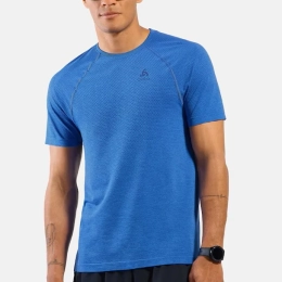 T-Shirt Essential Seamless Dazzling Blue Melange - Tee Shirt Mc | Odlo