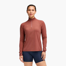 T-shirt Zippé Femme Glidetech Rouge - Polaire | Hoka