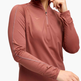 T-shirt Zippé Femme Glidetech Rouge - Polaire | Hoka