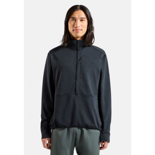 Polaire Grid Fleece 1/2 Zip Black Melange
