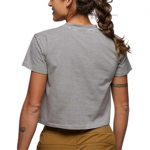 T-Shirt Femme Bd Stripe Crop White Charcoal