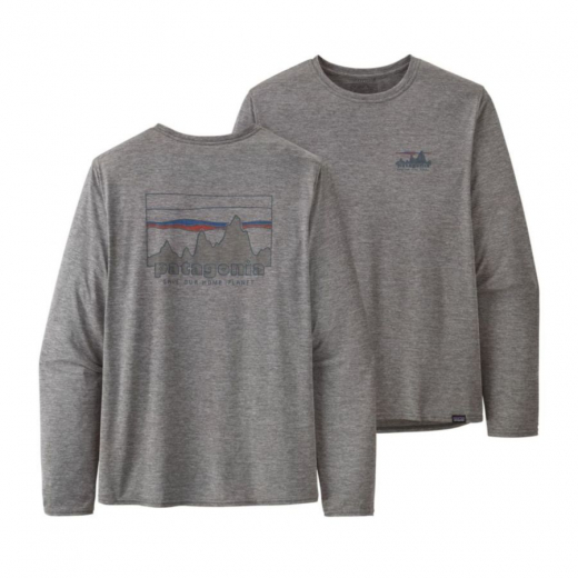 M's L/s Casquette Cool Daily Graphic Shirt Skyline Feather Grey - Tee Shirt Ml