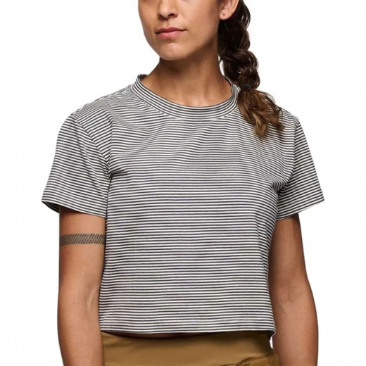 T-Shirt Femme Bd Stripe Crop White Charcoal