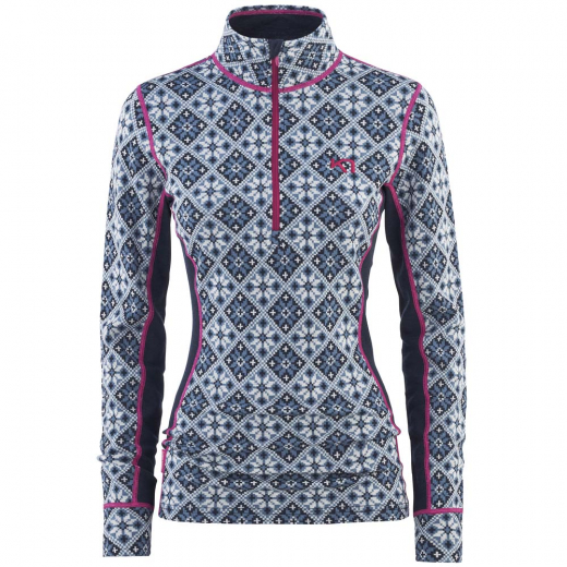 T-shirt Ml Femme Rose 1/2 Zip Royal