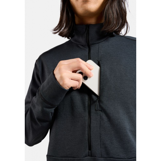 Polaire Grid Fleece 1/2 Zip Black Melange