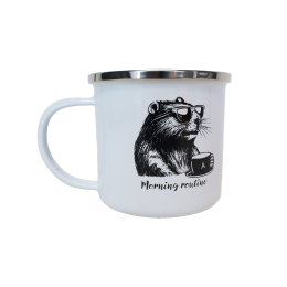 MUG EMAILLE MARMOTTE MORNING ROUTINE